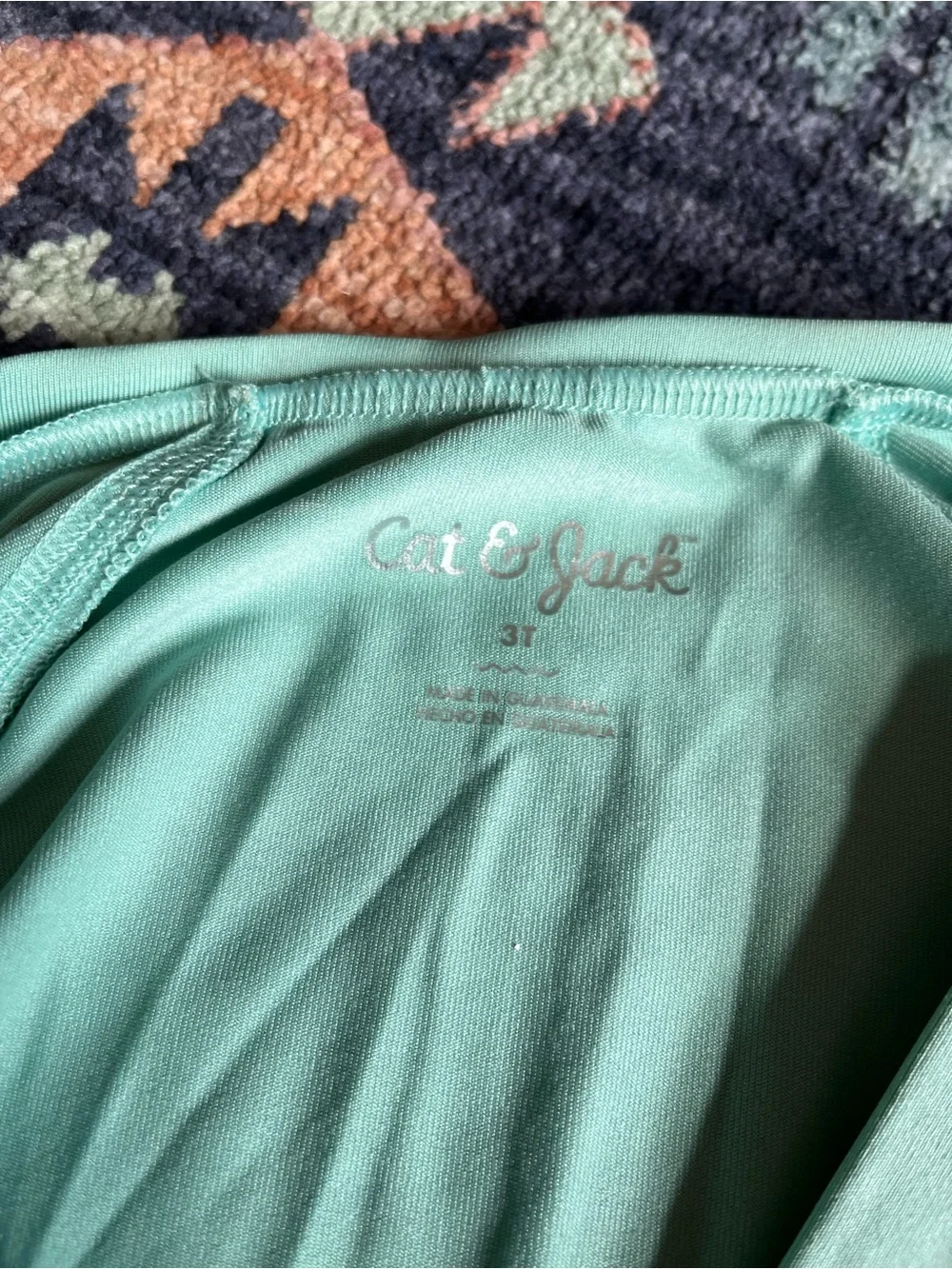 Cat & Jack 3T Mint/Aqua Zip-Up Rash Guard